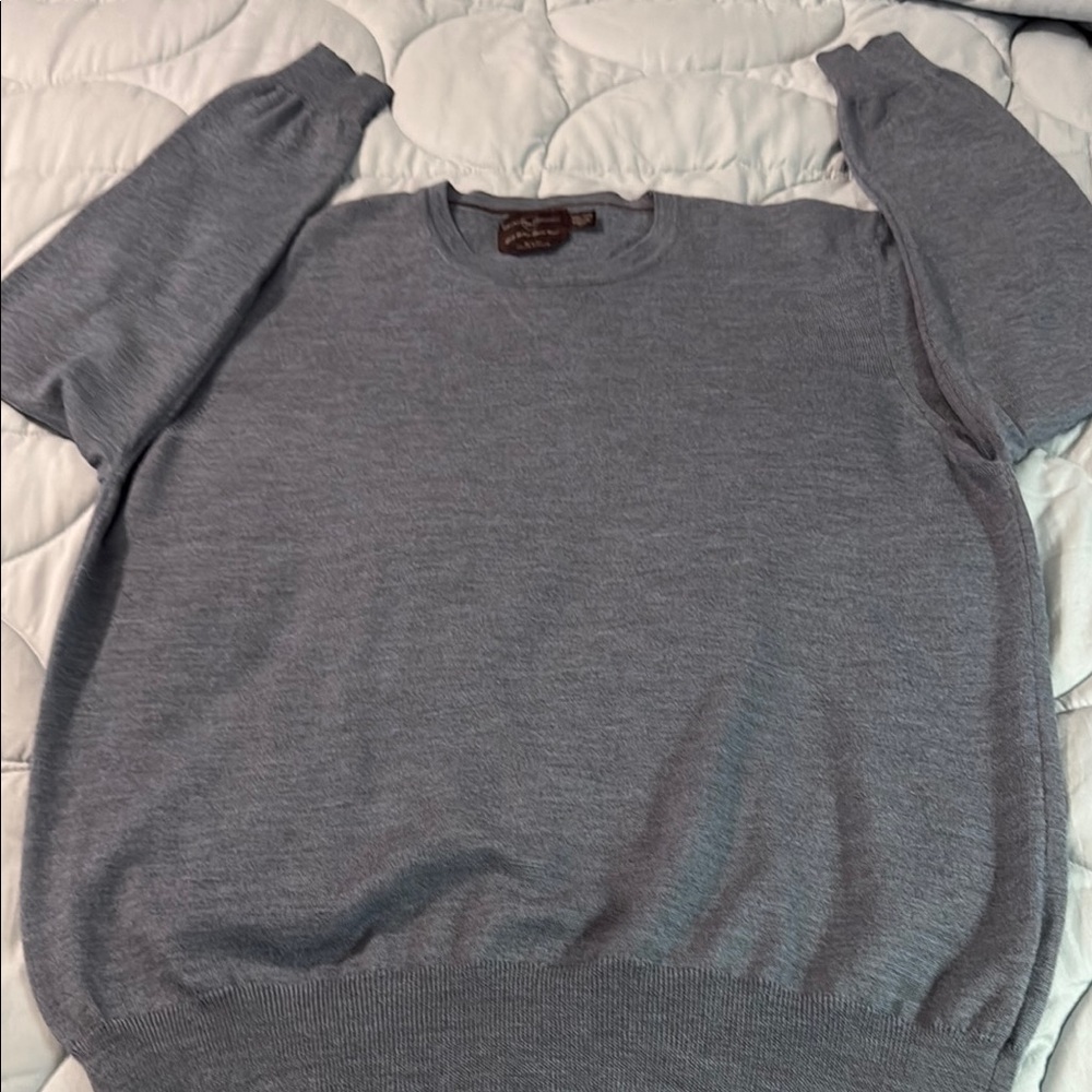 Black Brown 1826 Gray Crew Neck Sweater Soft Knit Slim Fit